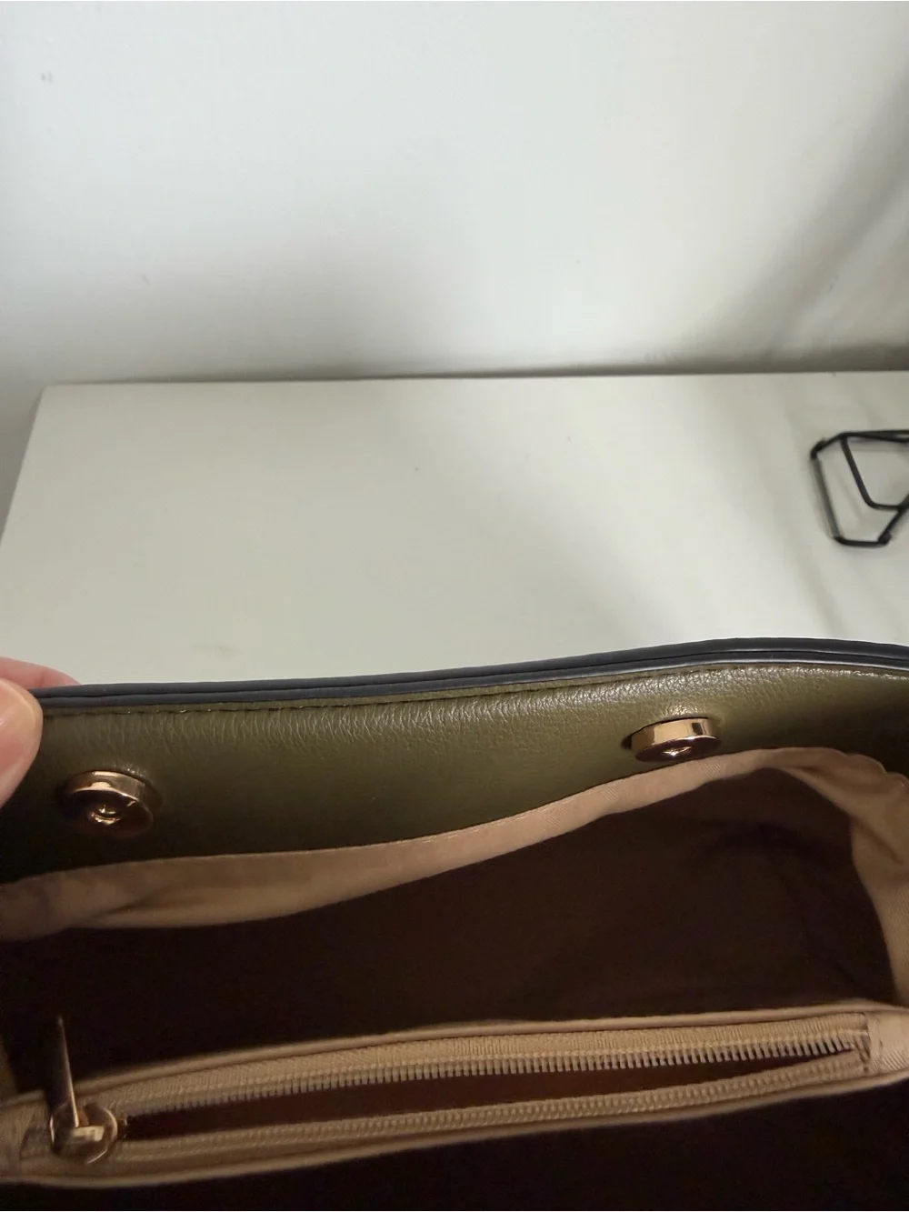 Olive Green Dragonfly Accent Top-Handle Satchel